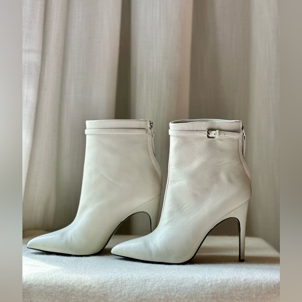 New Authentic Reiss Ashton Leather Off White Ankle Boots